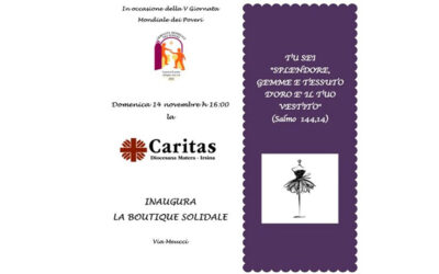 Il 14 novembre la Caritas Diocesana di Matera-Irsina inaugura la Boutique solidale