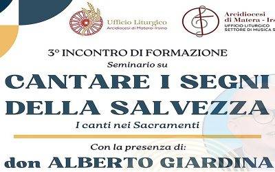 Matera, Seminario di formazione liturgico-musicale: “Cantare i segni della salvezza. I canti nei Sacramenti”